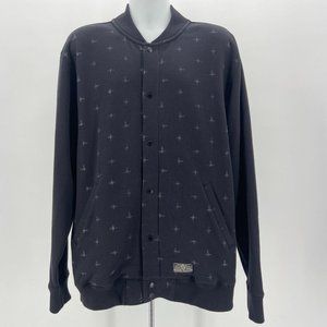 Vans Black Button Down Sweatshirt Jacket Mens XL